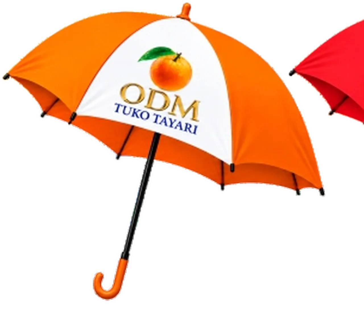 Orange and white ODM branded campaign umbrella